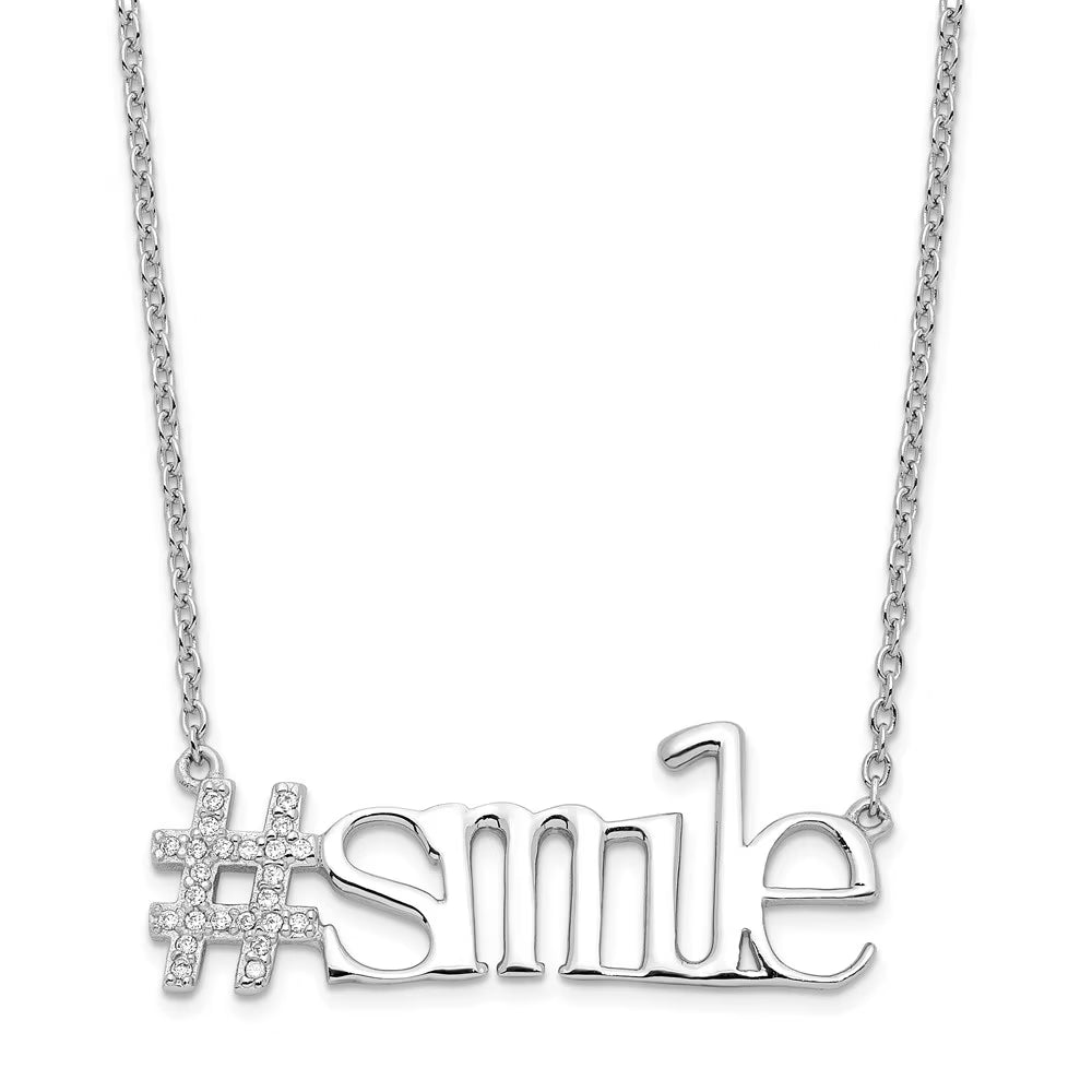 18 inch Sterling Silver Cable Necklace with CZ Pendants D15735