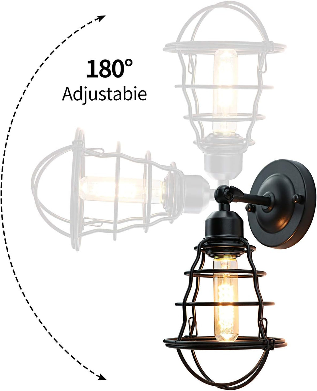 Black Wire Cage Wall Sconce 2pack D504
