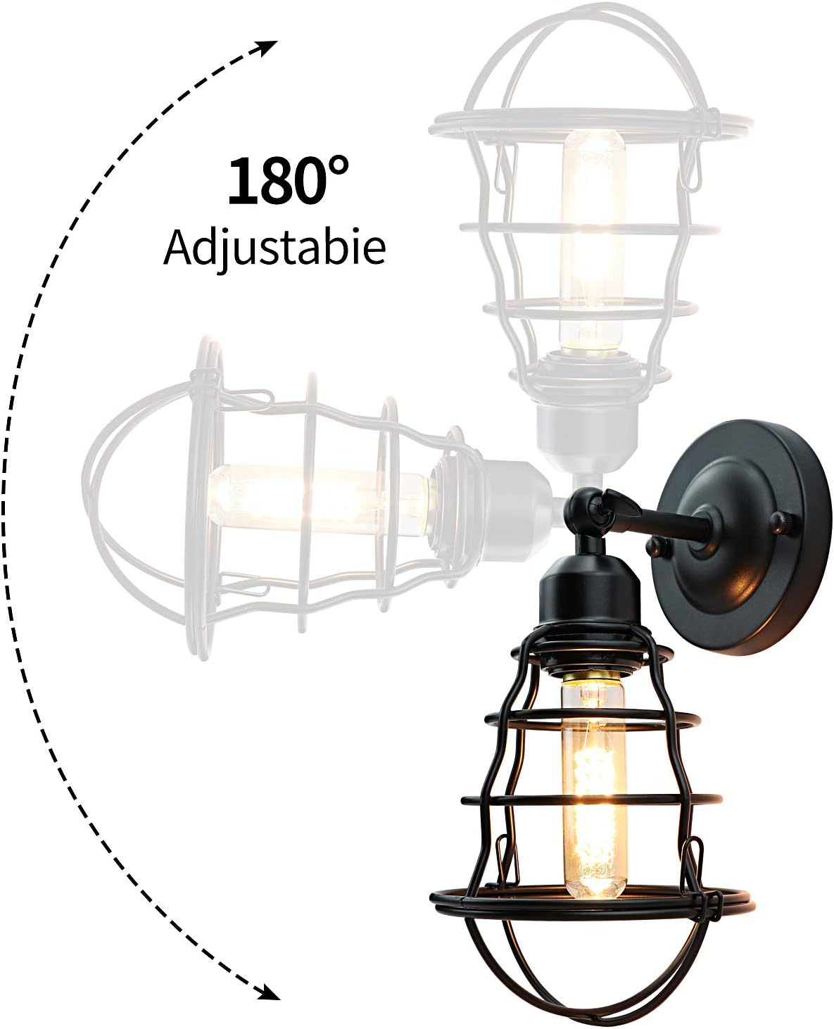 Black Wire Cage Wall Sconce 2pack D504