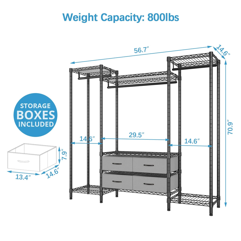 Black Heavy Duty Metal Clothing Rack Q3397