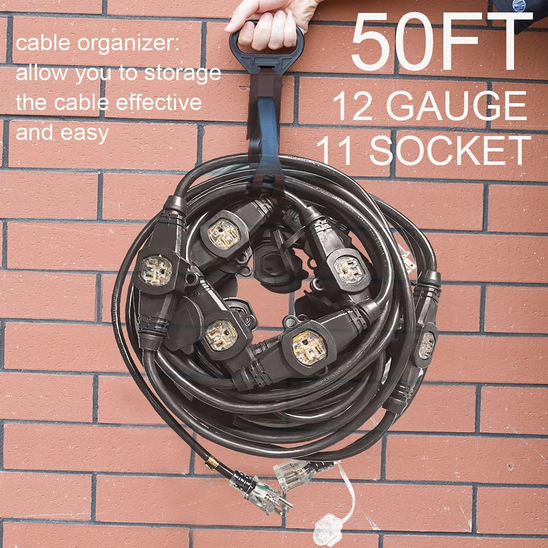 50FT 12 Gauge Indoor/Outdoor Power Extension Cord with Eleven Outlet N59214