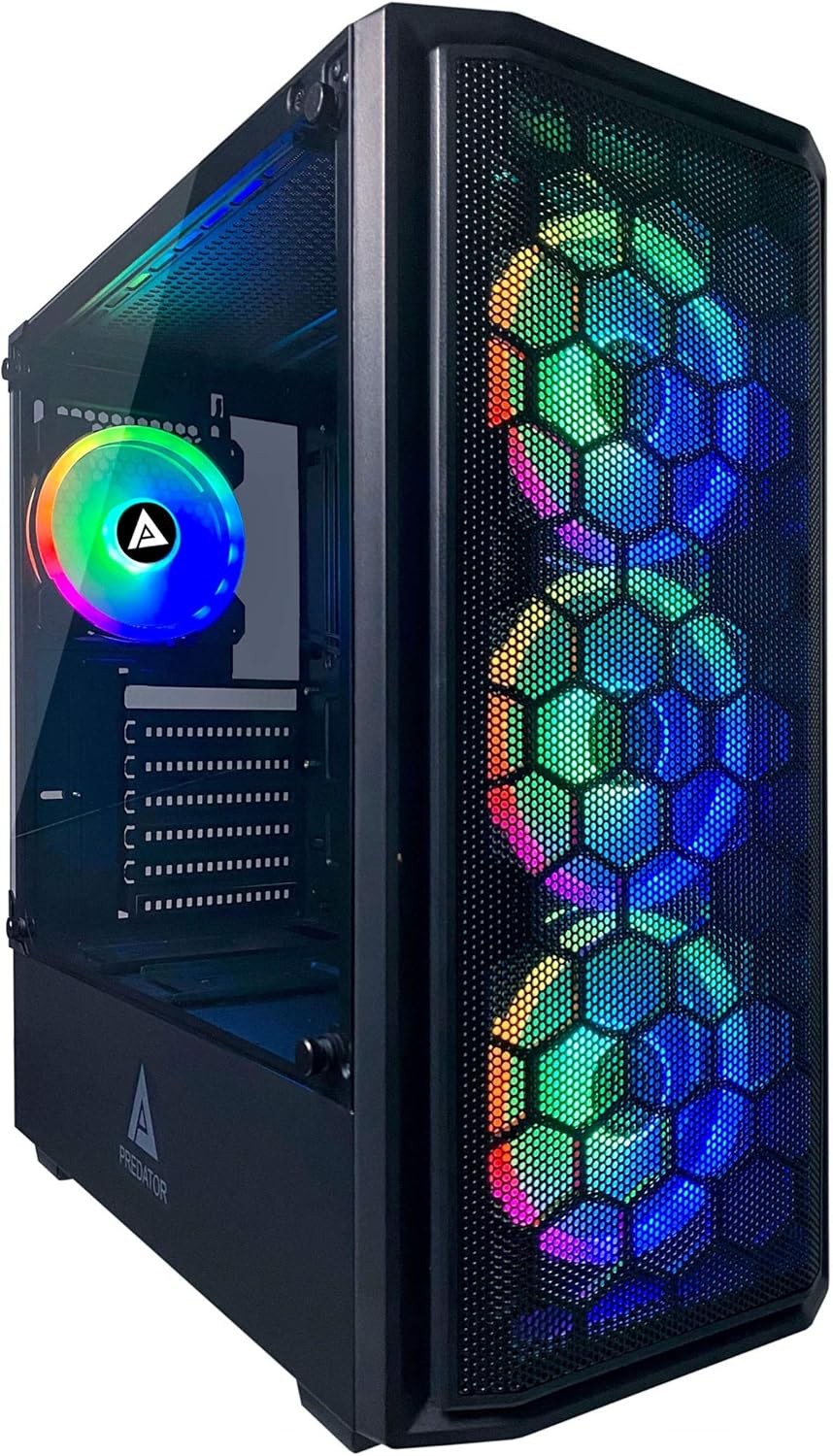 Pink Mid Tower Gaming Case with Tempered Glass Panel and 4 RGB Fans P535