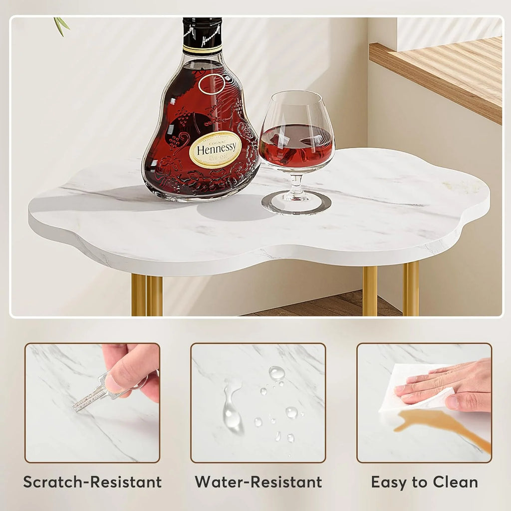 White Gold Faux Marble 2-Tier End Table Q5464