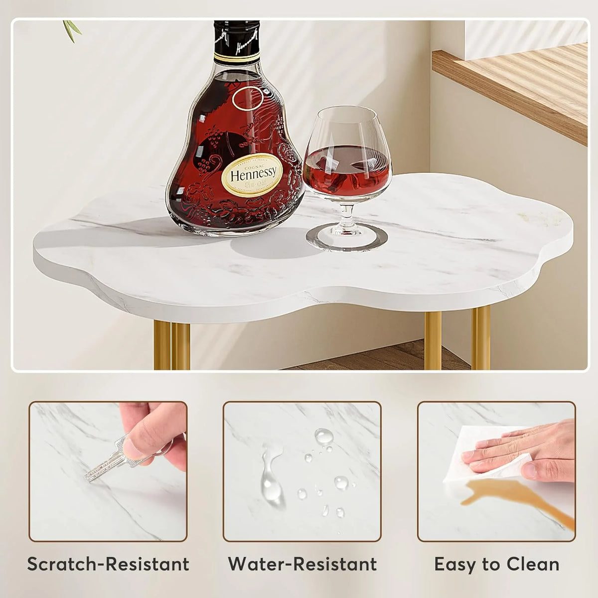 White Gold Faux Marble 2-Tier End Table Q5464