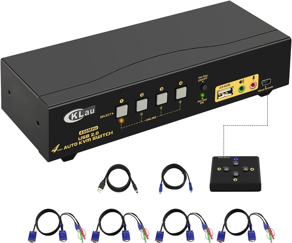 4 Port USB VGA KVM Switch with Audio and Cables U720082
