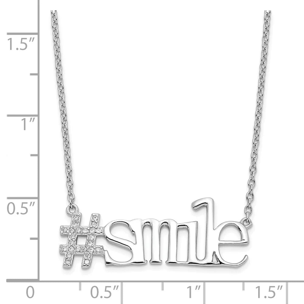 18 inch Sterling Silver Cable Necklace with CZ Pendants D15735