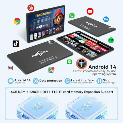 11 inch Android 14 Tablet 128GB ROM 16GB RAM Octa-Core R956
