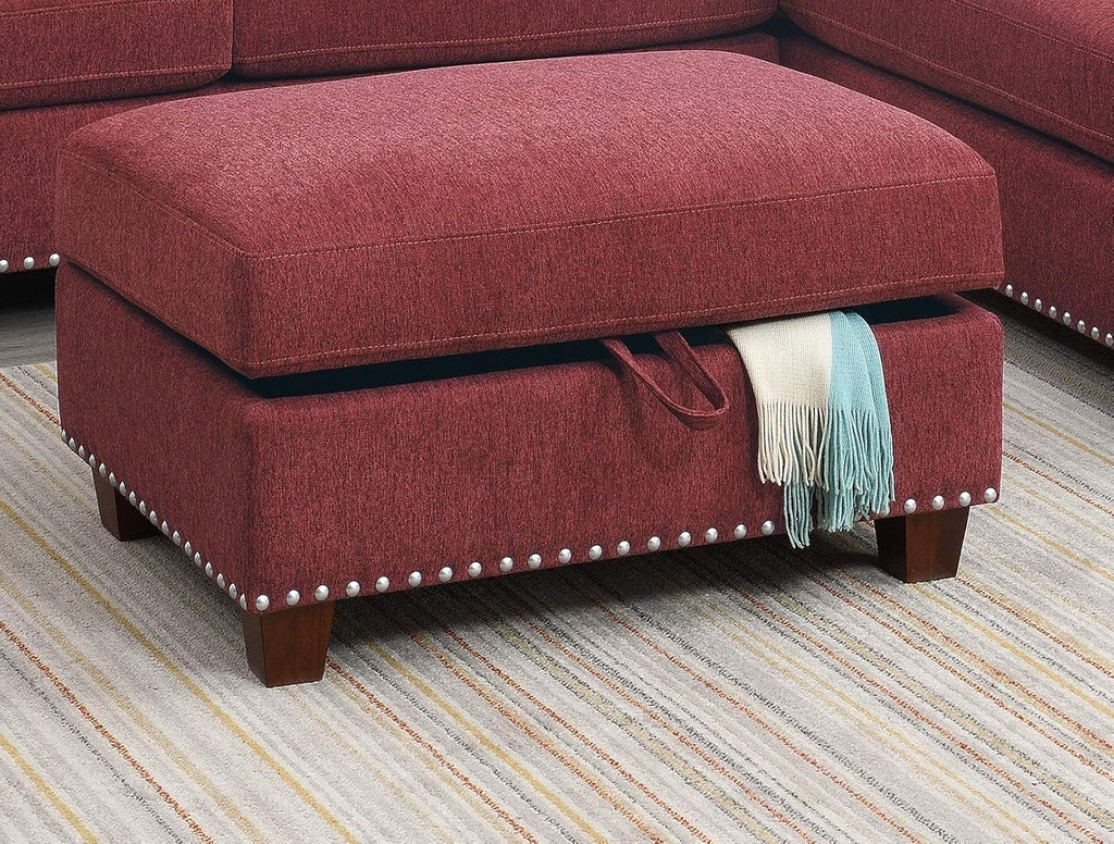 Red Velvet Sectional Sofa Y56783