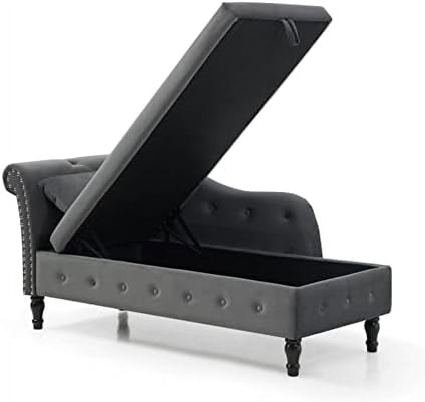 Blue Upholstered Chaise Lounge Chair with Pillow B4385