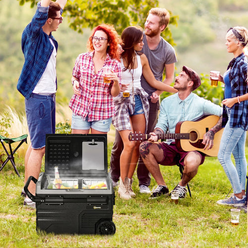 12 V 2 Zone 37 Quart Portable Compressor Electric Cooler with Wheels R8334