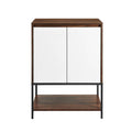 2 Door Accent Cabinet with Lower Shelf Dark Walnut Solid White L36443