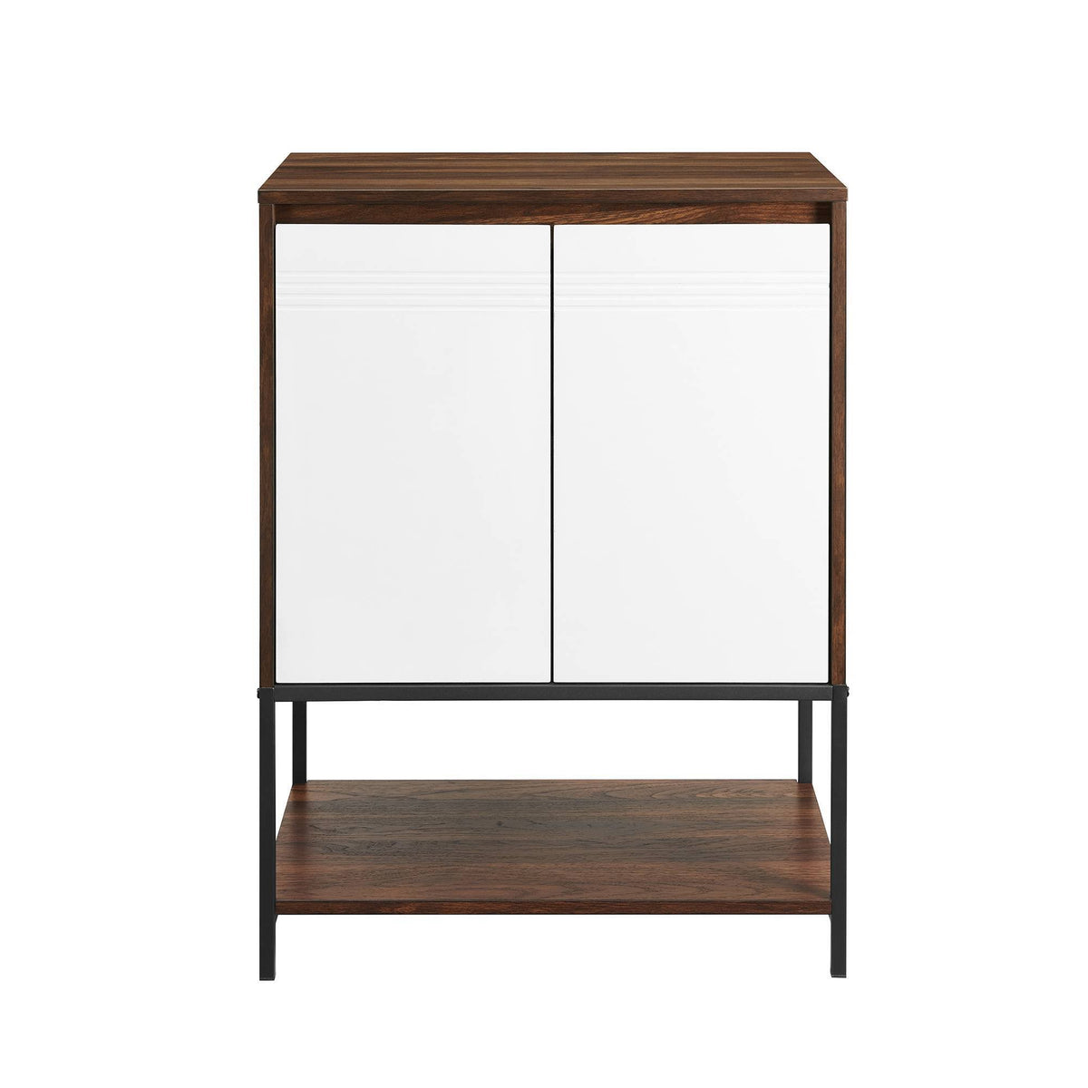 2 Door Accent Cabinet with Lower Shelf Dark Walnut Solid White L36443