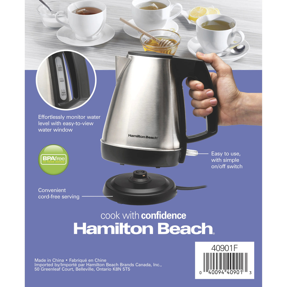 1 Liter Stainless Steel and Black Electric Kettle Y970