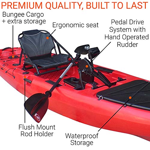 13' Pedal Drive Fishing Kayak with Rudder System and Paddle R7601