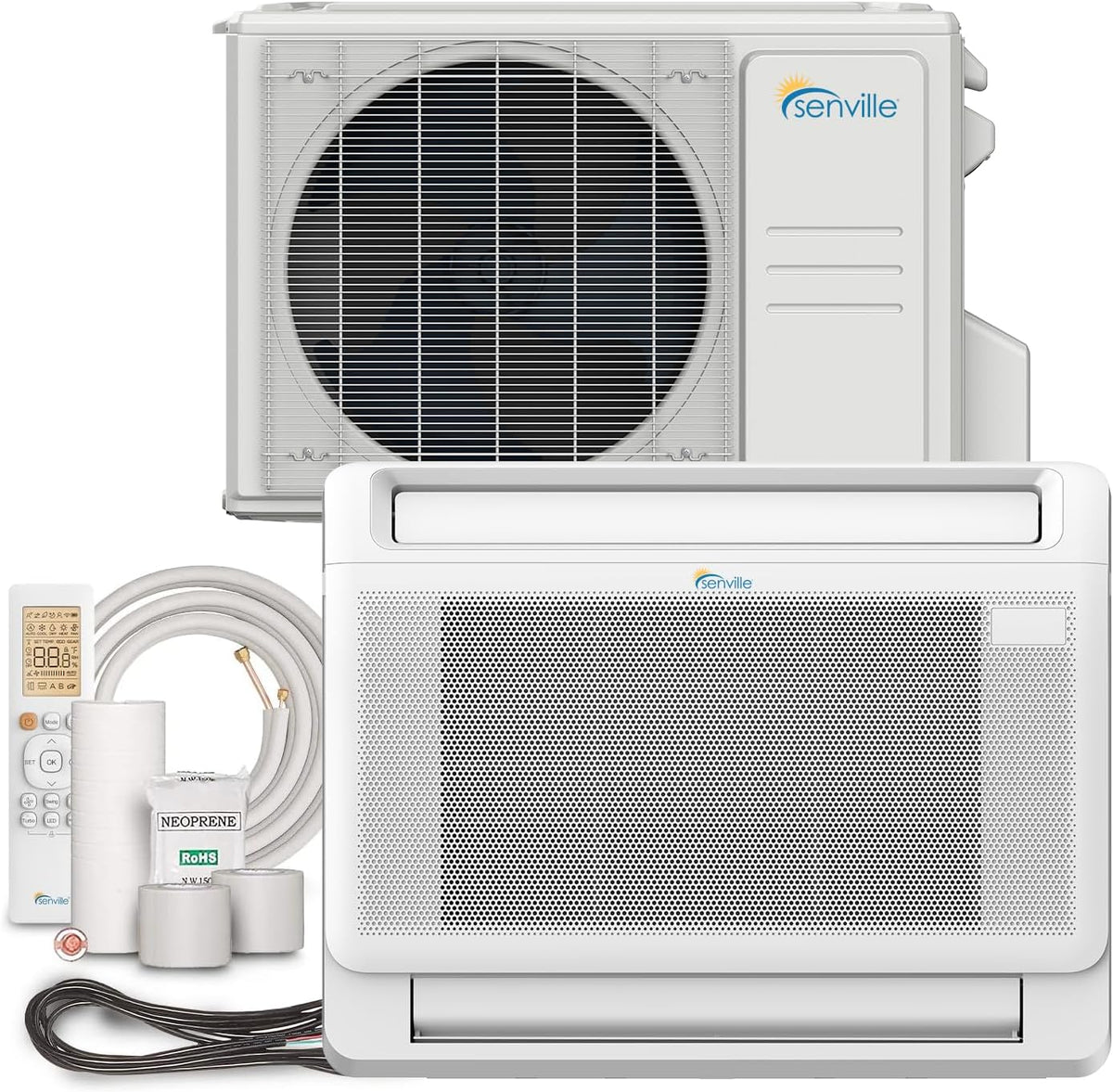 12,000 BTU Floor Console Mini Split AC/Heating System, White Q916