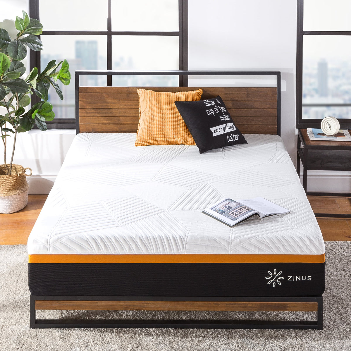 Queen Copper Memory Foam Pocket Spring Hybrid Mattress T2436