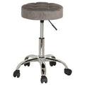 Gray Velvet Tufted Adjustable Stool with Casters Q429707