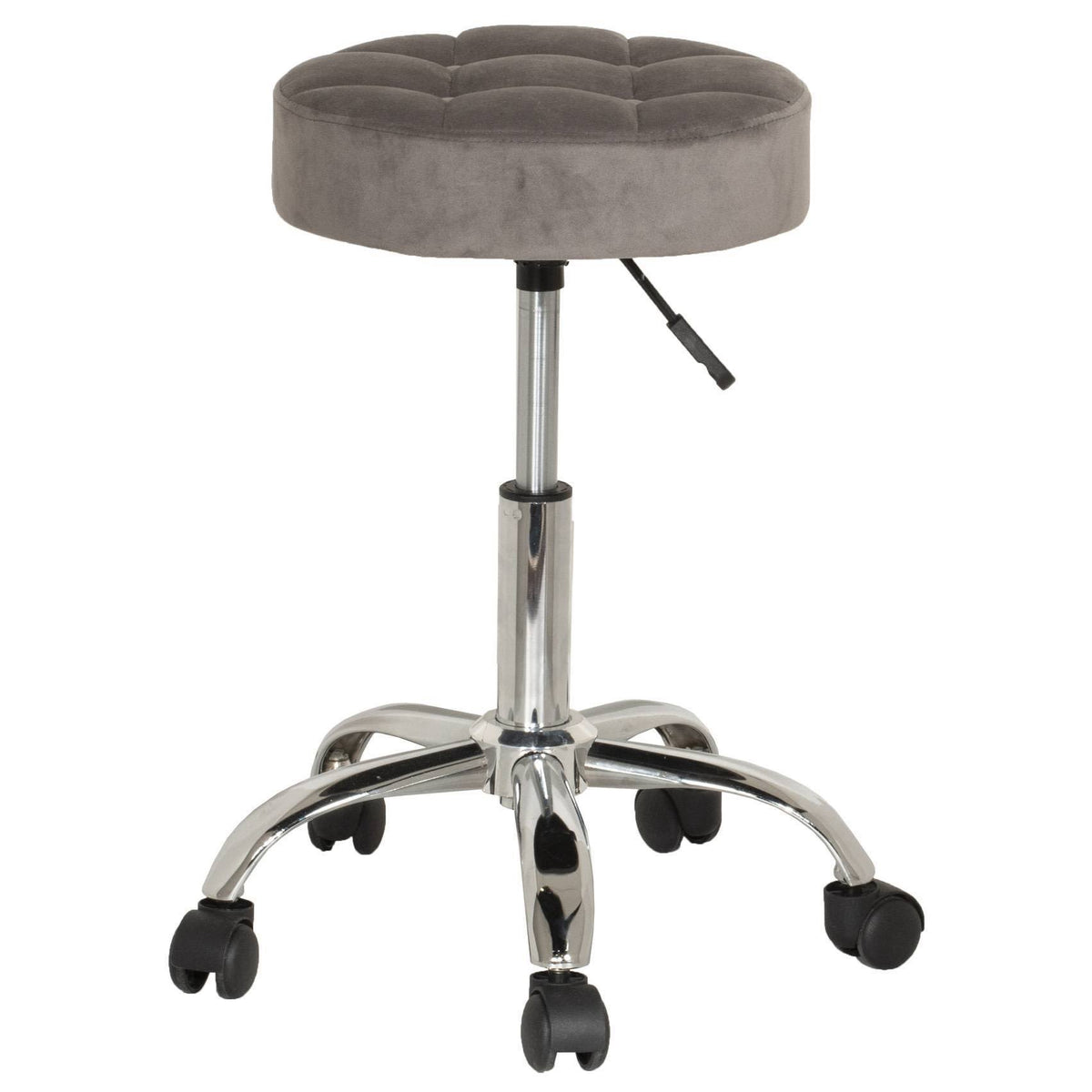 Gray Velvet Tufted Adjustable Stool with Casters Q429707