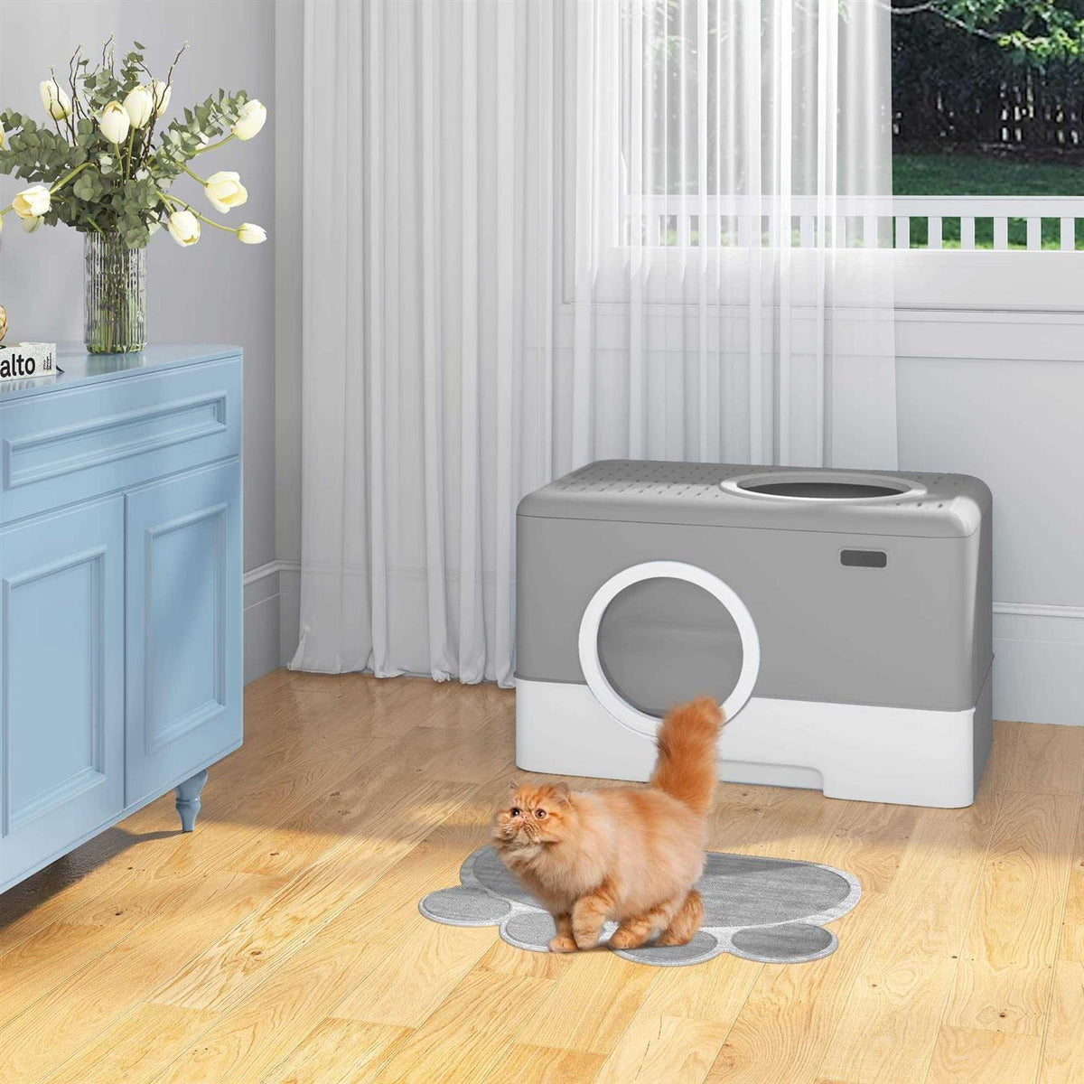 Large Enclosed Cat Litter Box with Lid Cover P968