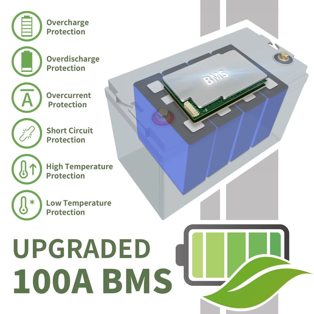 12V 100Ah LiFePO4 Lithium Battery with 100A BMS F449894