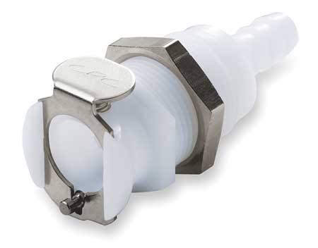 Panel Mount Coupler, Acetal, Barbed, 1/4 A43874