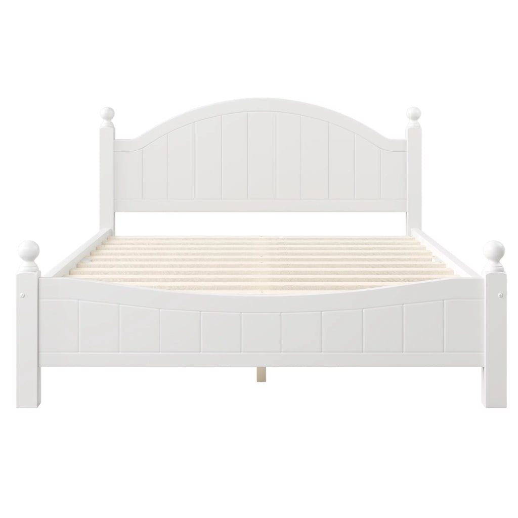 White Solid Wood Platform Bed Queen J751070