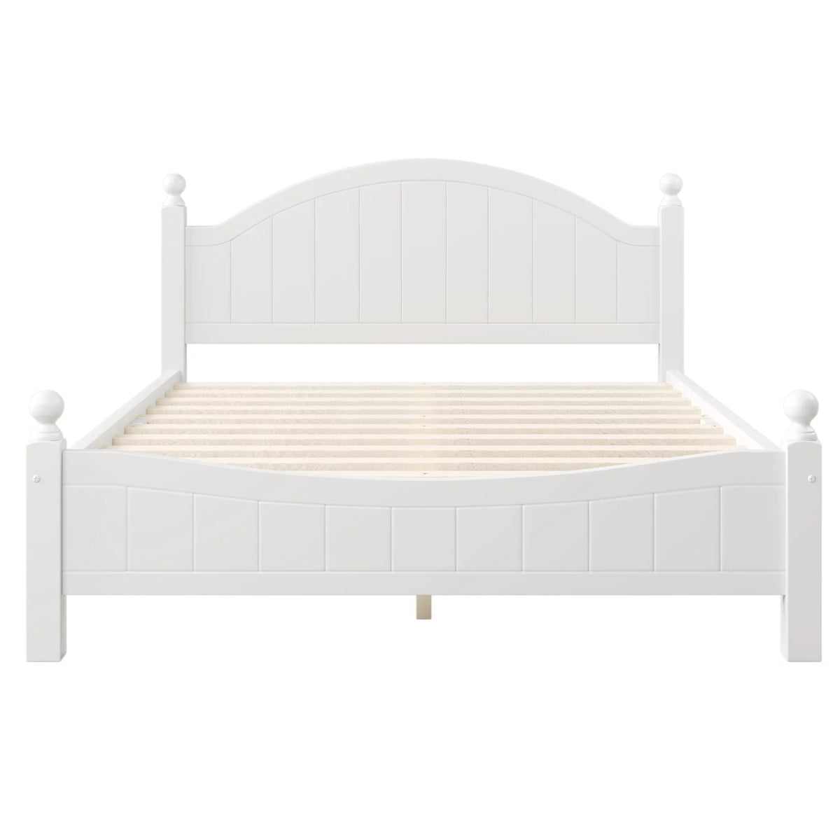 White Solid Wood Platform Bed Queen J751070