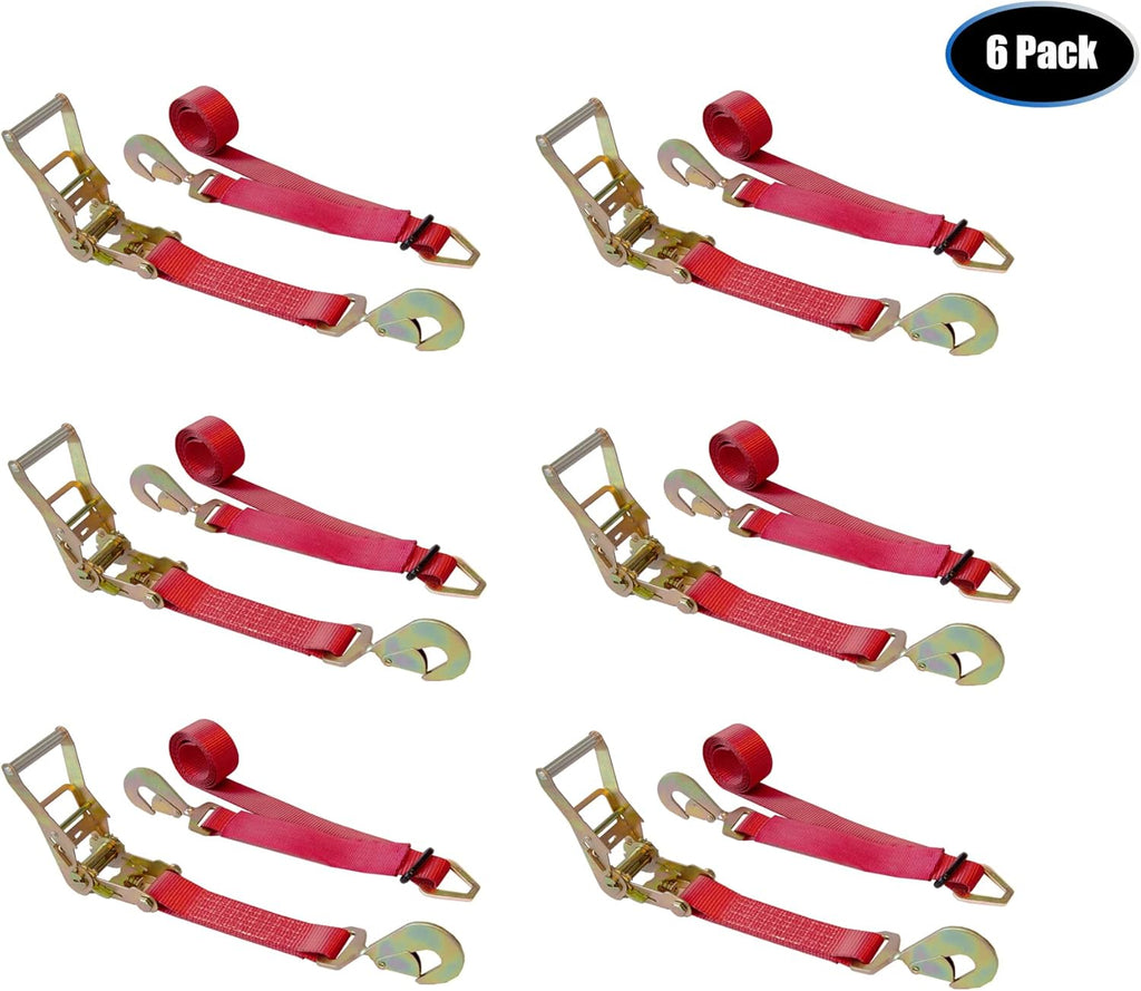 8' Tie Down Ratchet Axle Strap with Snap Hooks Yellow 10-Pack P215