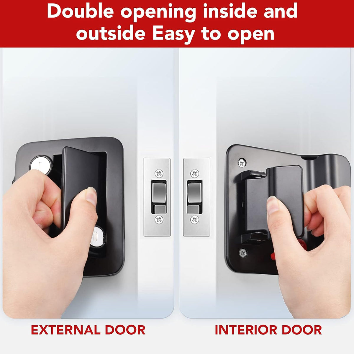 Black Zinc Alloy RV Entry Door Lock with Paddle Deadbolt 4 Keys H6957