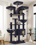 82-inch XXL Tall Cat Tree with Scratching Post, 3 Perches, 2 Condos, 2 Hanging Baskets, Light Grey I297172