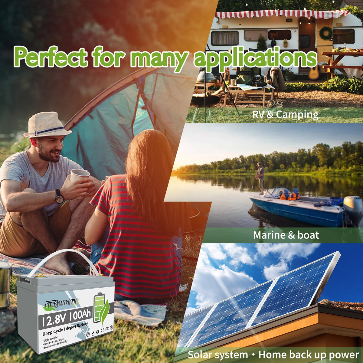 12V 100Ah LiFePO4 Lithium Battery with 100A BMS F449894