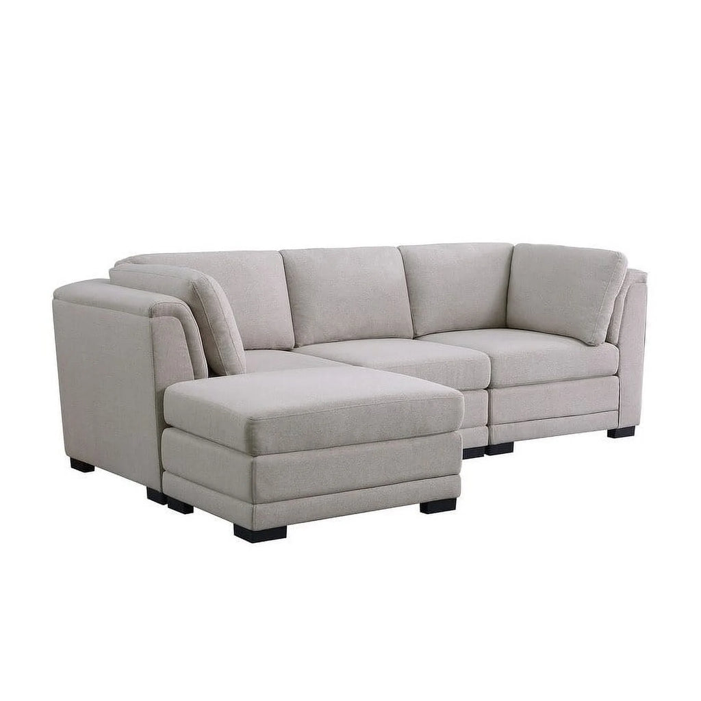 Light Gray Linen Reversible Sectional Sofa with Ottoman U50692