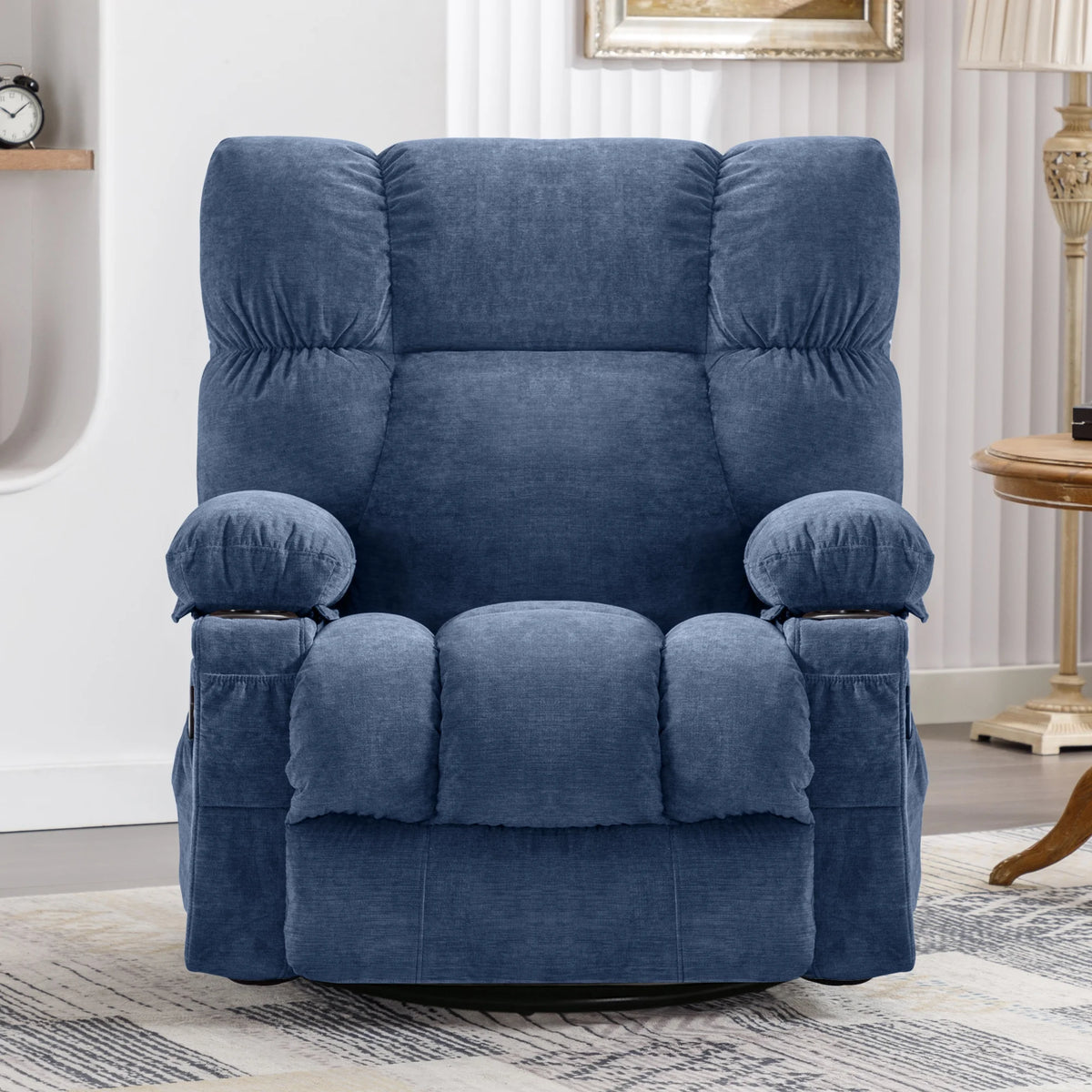 Blue Ergonomic Massage Rocker Recliner Chair with Vibration and Heat P98857