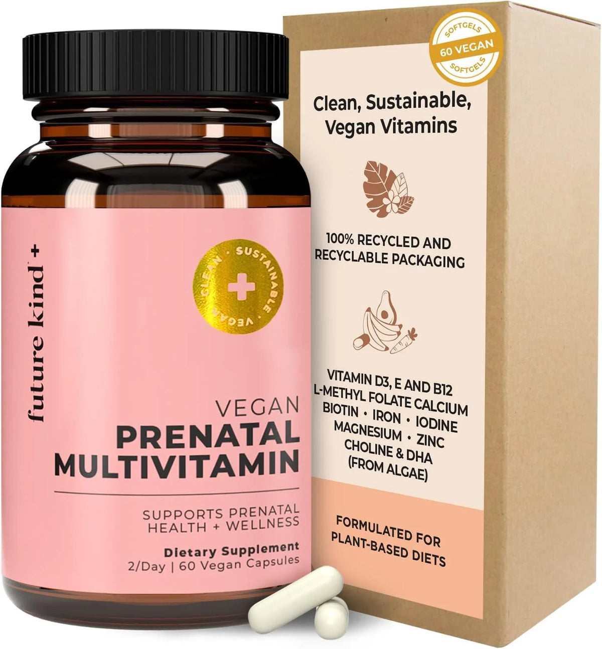 Vegan Prenatal Vitamins with DHA & L-MethylFolate, 60ct U54083