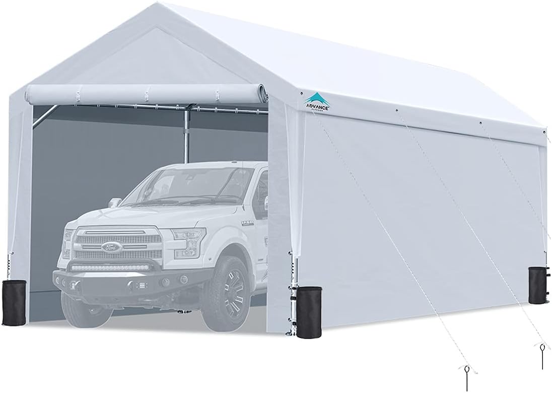 10'x20' Heavy Duty Steel Carport with Sidewalls and Doors C571027