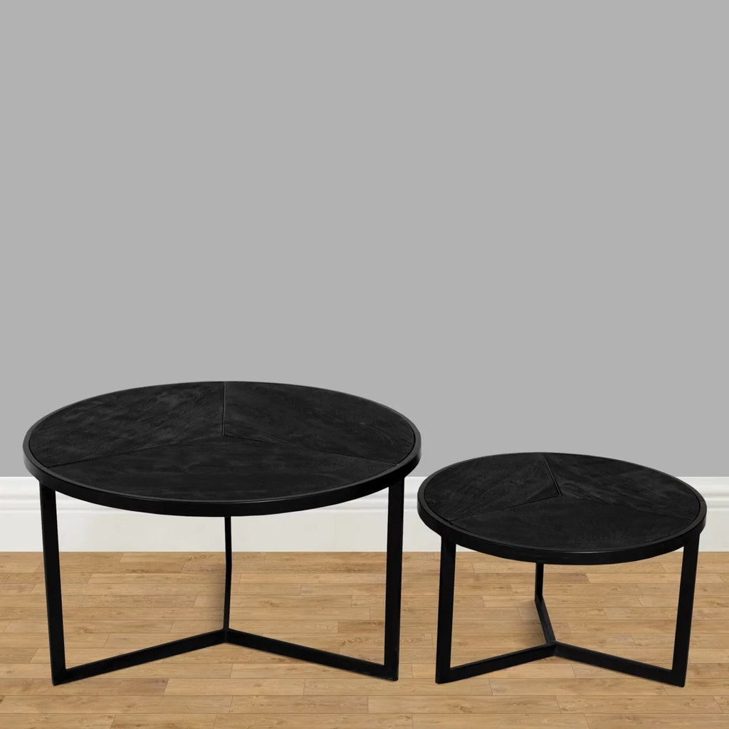 20 Inch Round Nesting Coffee Table Set Of 2 Mango Wood F717
