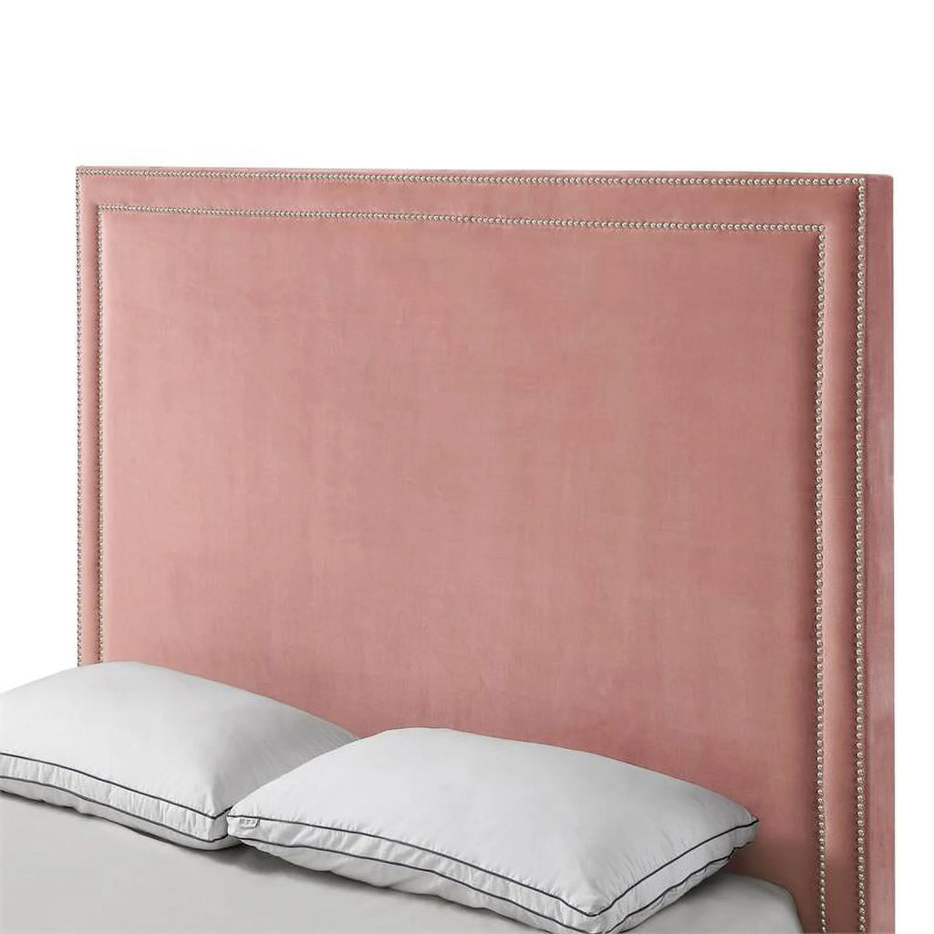 Blush Pink Velvet Queen Bed M5229