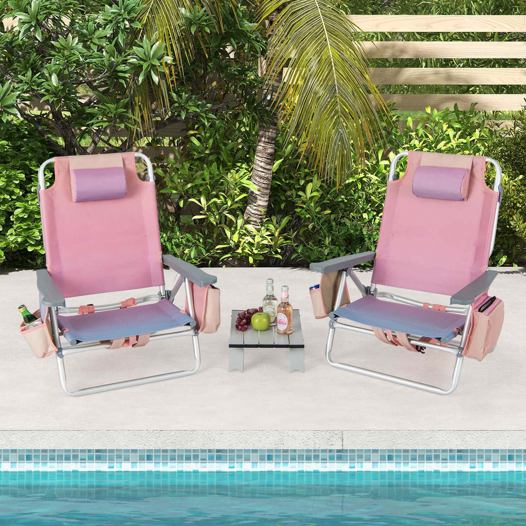 2-Pack Folding Backpack Beach Chair Pink H497132