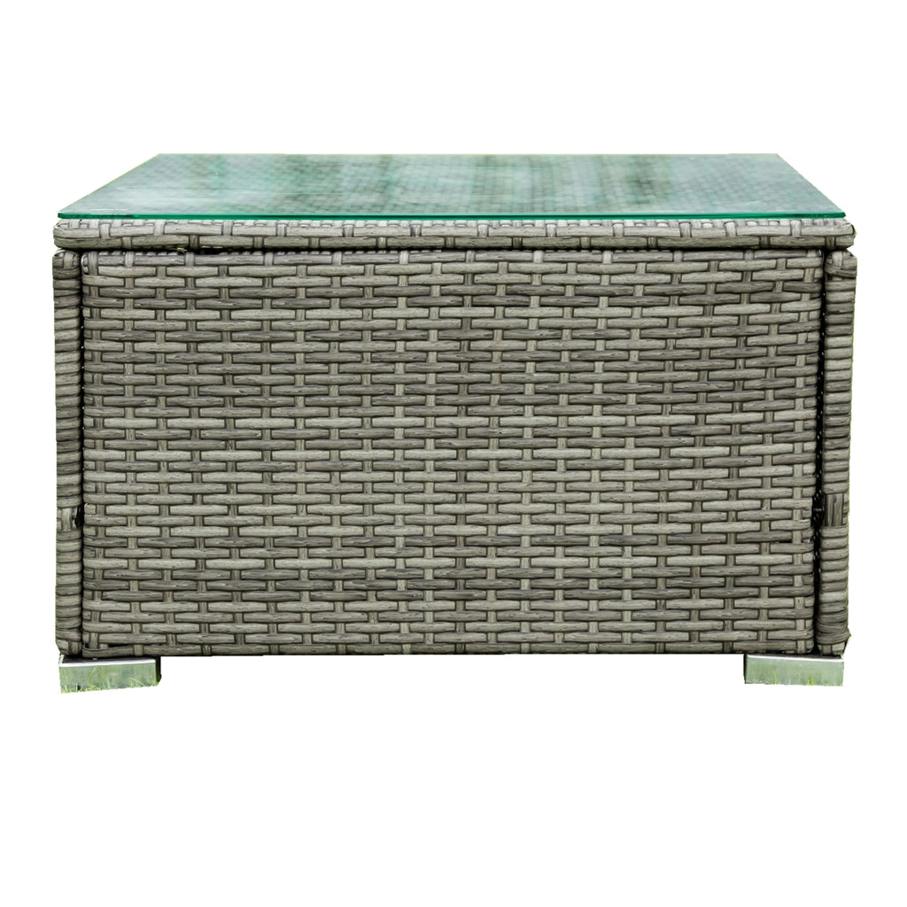 4 Piece Patio Sectional Wicker Rattan Outdoor Furniture Sofa Set with Storage Box Grey D23091