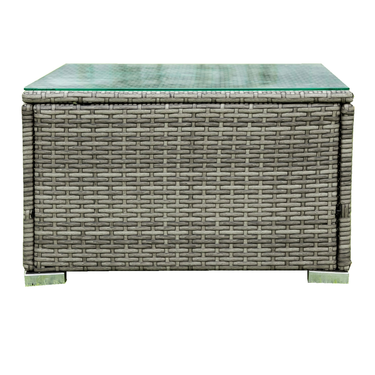 4 Piece Patio Sectional Wicker Rattan Outdoor Furniture Sofa Set with Storage Box Grey D23091