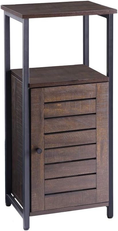 Narrow Bathroom Storage Cabinet with Shutter Door, Retro Espresso L3984