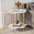 White Gold Faux Marble 2-Tier End Table Q5464
