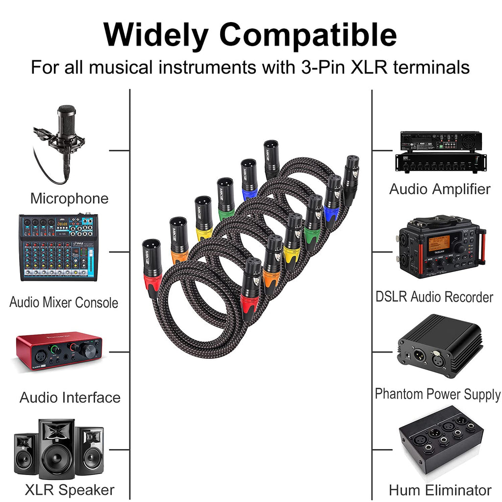 10-Pack Braided XLR Microphone Cable Z4071