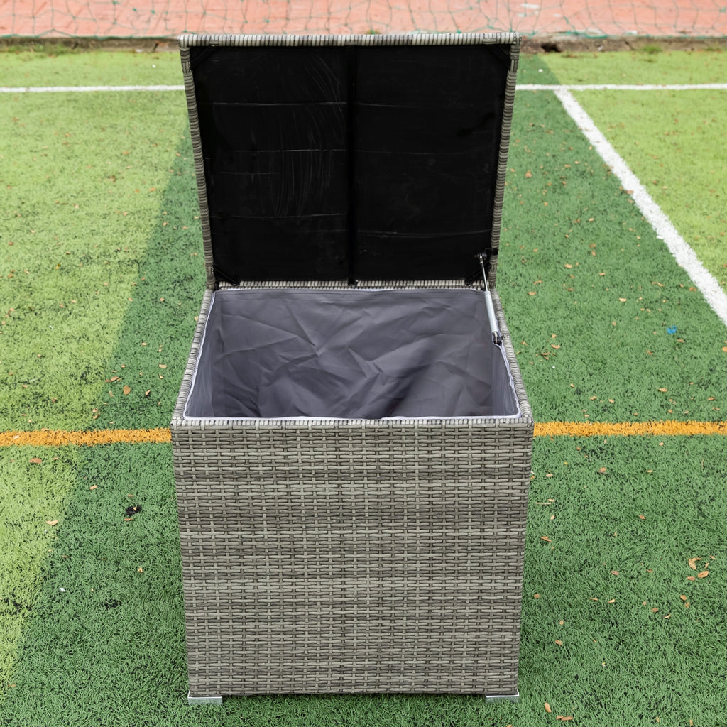 4 Piece Patio Sectional Wicker Rattan Outdoor Furniture Sofa Set with Storage Box Grey D23091
