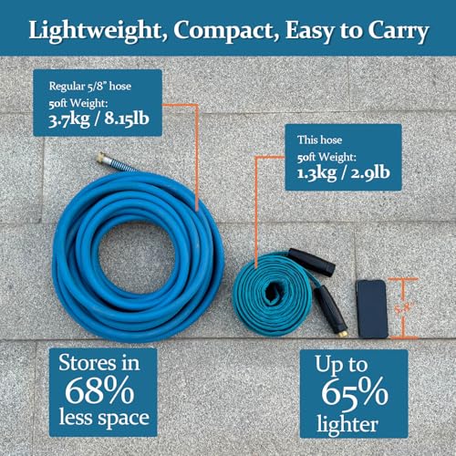 50ft TPE Ultra-Light Flexible Garden Hose with Brass Fittings I155