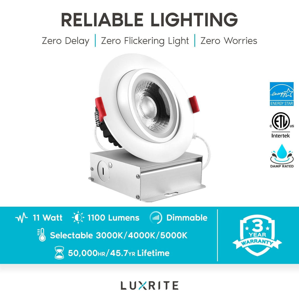 4 in Adjustable Gimbal Integrated LED Recessed Light 6-Pack G176629