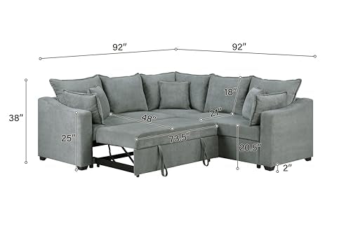 Oversized Corduroy U-Shaped Sectional Sofa with Chaise Lounge and 7 Toss Pillows L469898