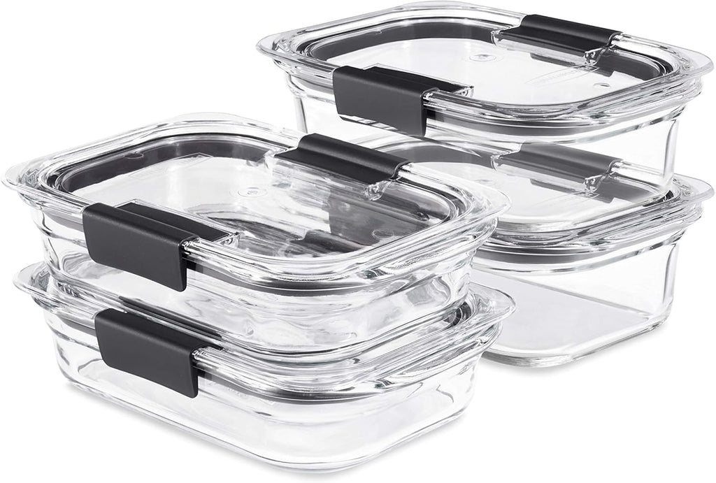 8-Piece Glass Food Storage Containers with Lids, Clear/Grey X88516
