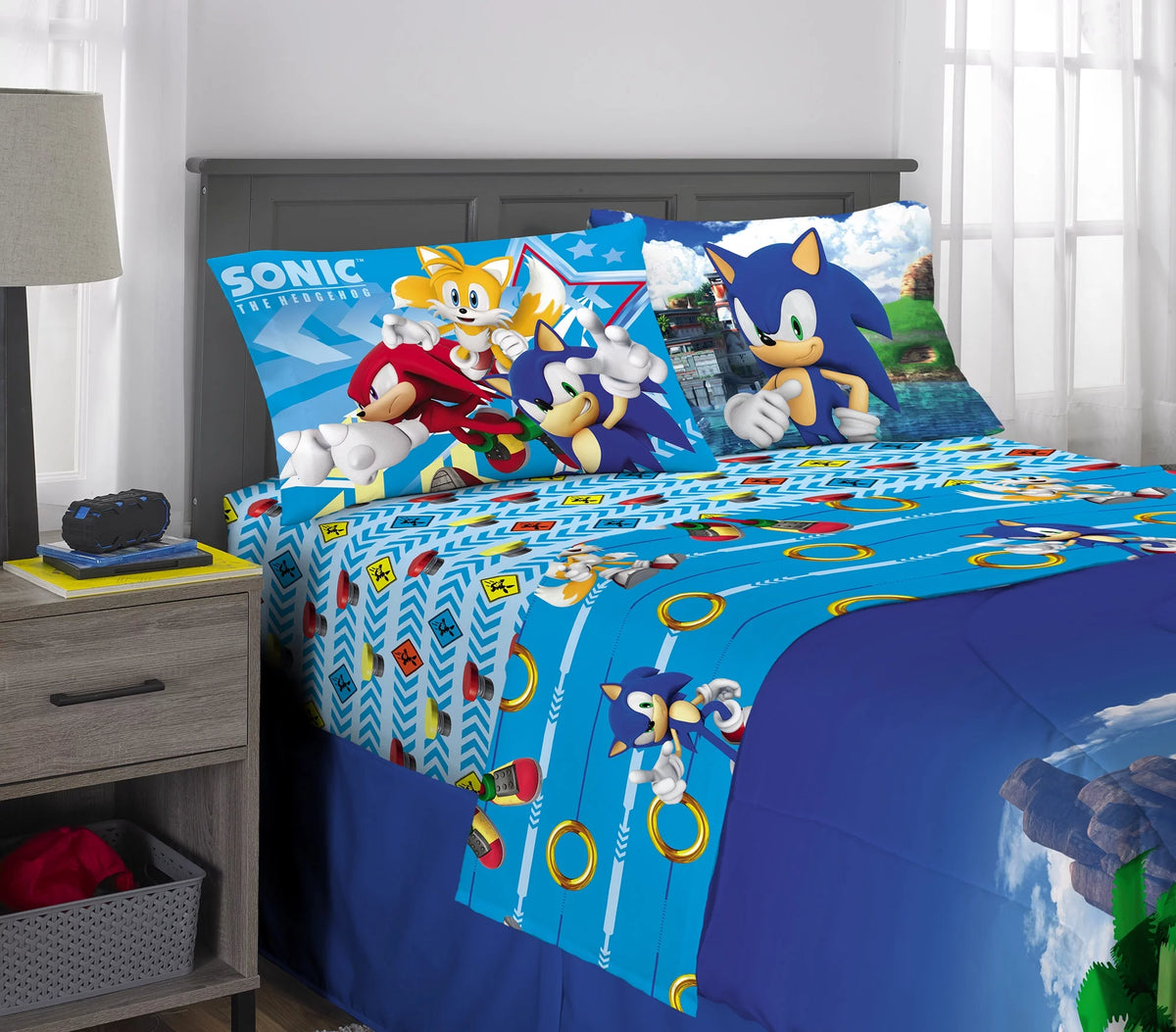Kids Full Bed in a Bag, Comforter and Sheets, Blue I847