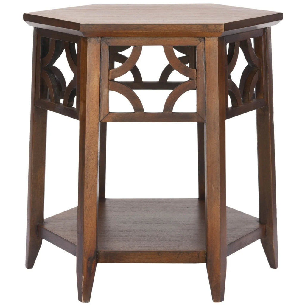 Brown Hexagon End Table G7411